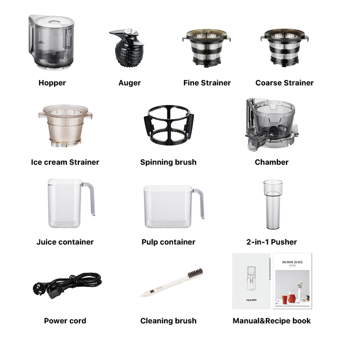 Lieferumfang Hurom H80ST Slow Juicer