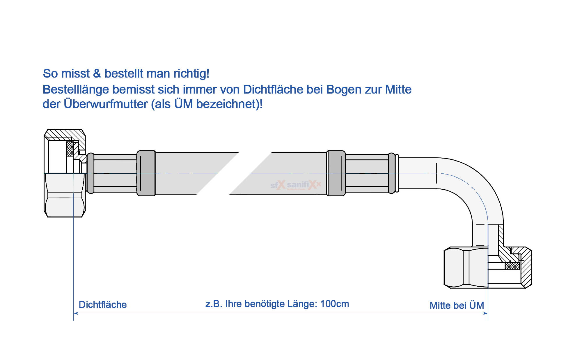 Flexschlauch abgewinkelt | SFX® Panzerschlauch für Carbonit Filtersysteme