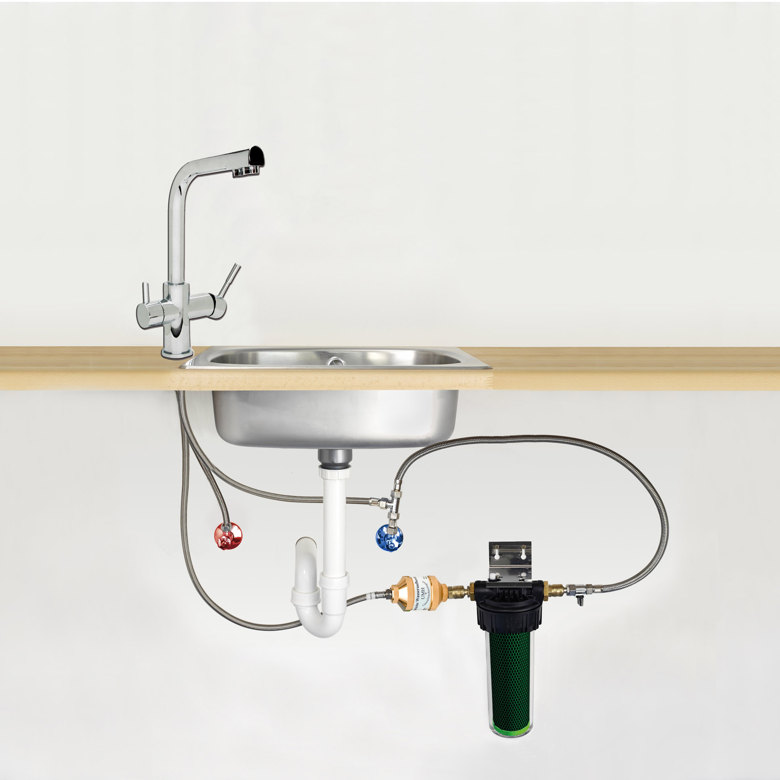 Installation mit 3 Wege Hahn