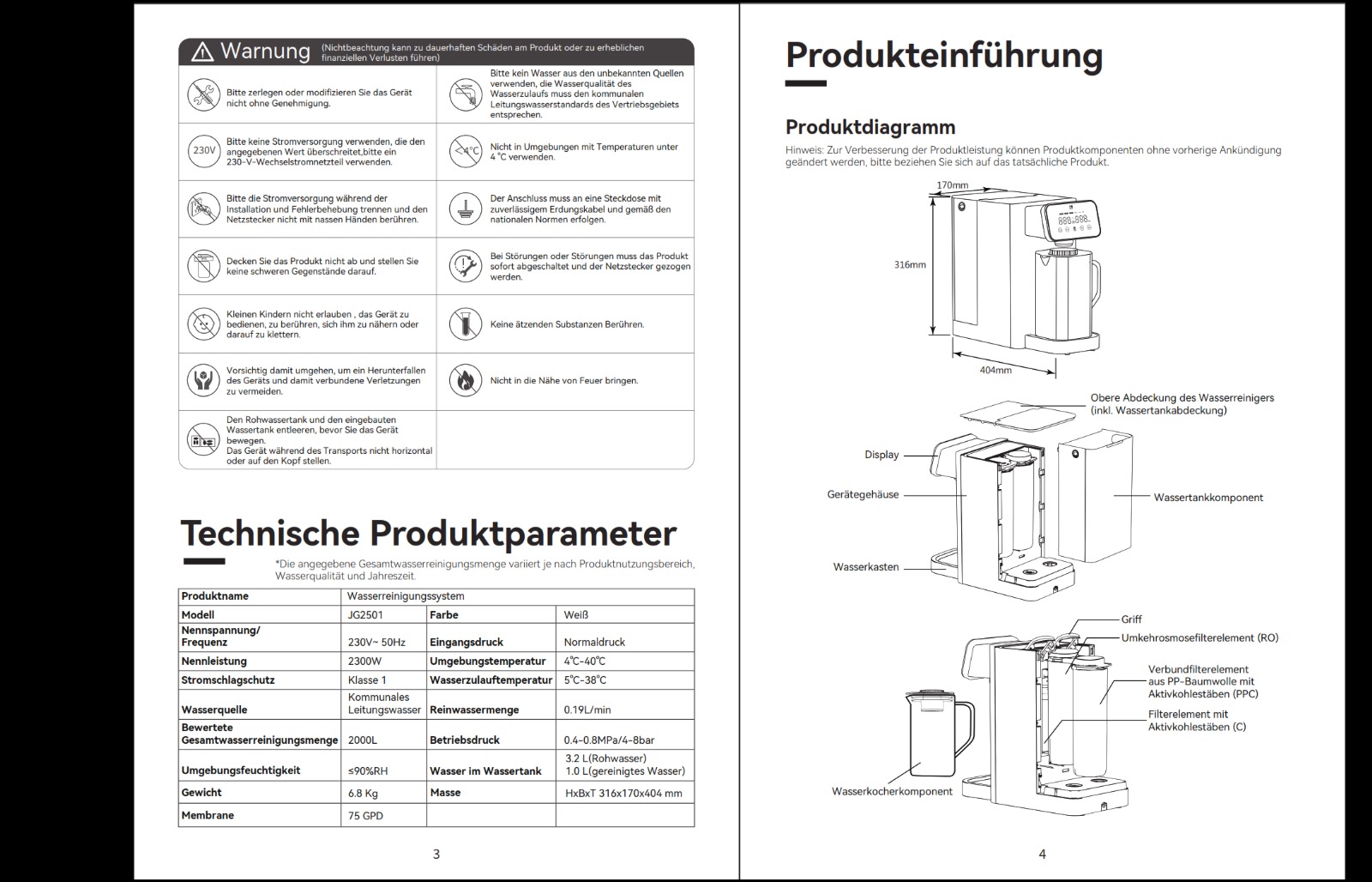 Osmosefilter JG-2501 Quickchange | Auftischsystem