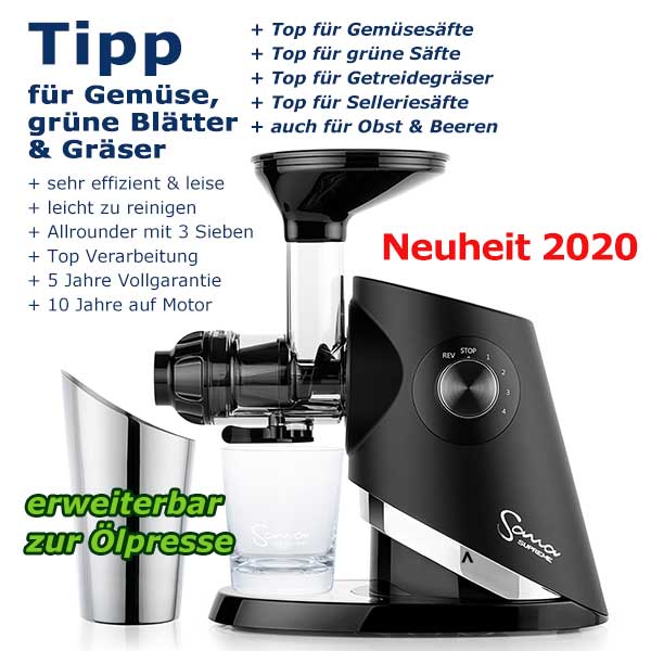 Sana Supreme EUJ-727 Slow Juicer & optionale Ölpresse | Gebrauchtgerät schwarz