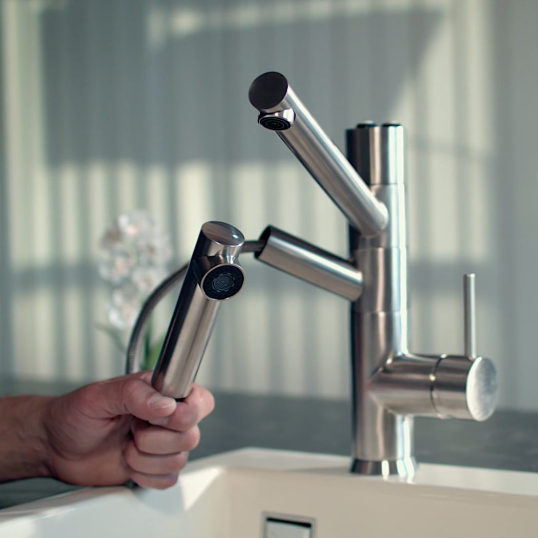 Wasserhahn 3in1 | CUCINA IDEALE mit Brause | Bedienhebel links