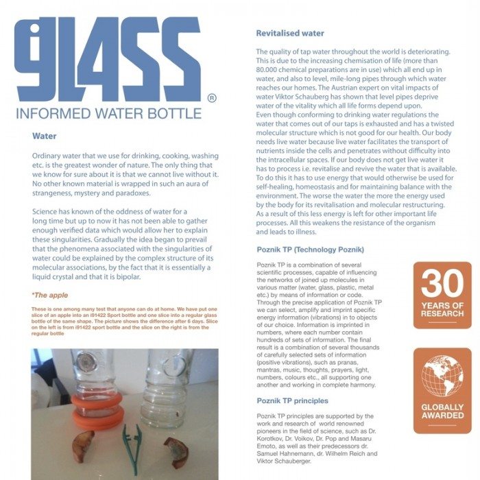 i9 Bottle Chakra | informierte Glasflasche in 9 Farben