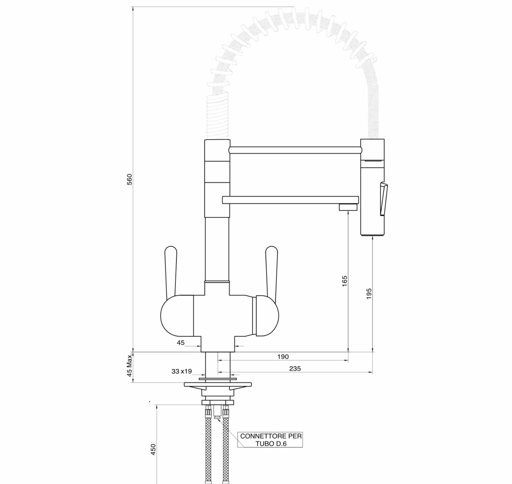 Wasserhahn 3in1 Luxury Vega mit Brause (Niederdruck)